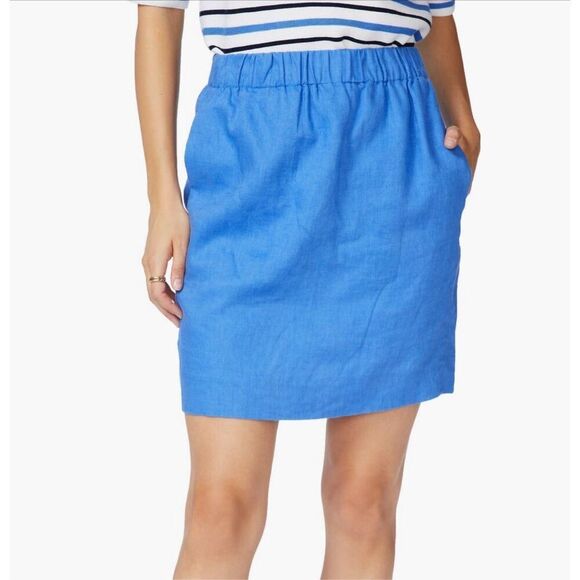 Court & Rowe 100% linen pencil skirt in villa azul size M NWT elastic waist - Picture 4 of 10